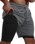 Men Sport Shorts Sportswear Double-deck Running Shorts 2 In 1 Beach Bottoms Summer Gym Fitness Training Jogging Short Pants Men