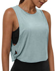 Ladies' Fashion Round Neck Yoga Wear Sleeveless Athletic Vest Casual Top Pure Color Loose Comfy Lightweight Short Top