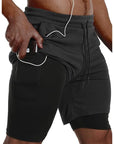 Men Sport Shorts Sportswear Double-deck Running Shorts 2 In 1 Beach Bottoms Summer Gym Fitness Training Jogging Short Pants Men