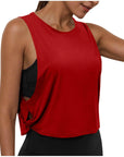 Ladies' Fashion Round Neck Yoga Wear Sleeveless Athletic Vest Casual Top Pure Color Loose Comfy Lightweight Short Top