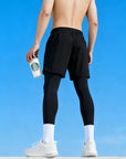 Men's 2-in-1 Running Shorts with Compression Leggings Quick DryFitness Workout Pants for Gym Training & Jogger