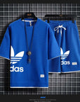 Summer 2025 New Men's pullover sportswear Set, fashionable basketball men's casual short-sleeved T-shirt + shorts two-piece set