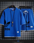 Summer 2025 New Men's pullover sportswear Set, fashionable basketball men's casual short-sleeved T-shirt + shorts two-piece set