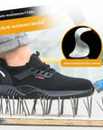 Safety Shoes Work Sneakers Steel Toe Men Women Anti Smash Shoes Light BreathablePuncture Proof Work Boots Indestructible Safety