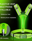LED Reflective Vest Light Up Running Vest Adjustable Straps Cycling Safety Vest USB Rechargeable 3 Light Modes for Night Running
