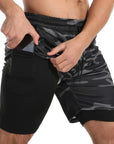 2023 Men Sport Shorts Sportswear Double-deck Running Shorts 2 In 1 Beach Bottoms Summer Gym Fitness Training Jogging Short Pants