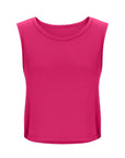 Ladies' Fashion Round Neck Yoga Wear Sleeveless Athletic Vest Casual Top Pure Color Loose Comfy Lightweight Short Top