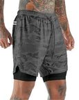 Men Sport Shorts Sportswear Double-deck Running Shorts 2 In 1 Beach Bottoms Summer Gym Fitness Training Jogging Short Pants Men