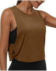 Ladies' Fashion Round Neck Yoga Wear Sleeveless Athletic Vest Casual Top Pure Color Loose Comfy Lightweight Short Top