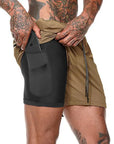 Men Sport Shorts Sportswear Double-deck Running Shorts 2 In 1 Beach Bottoms Summer Gym Fitness Training Jogging Short Pants Men