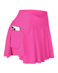 Womens Tennis Skirt with Pockets Crossover High Waisted Athletic Golf Skorts Running Workout Skirts 2 in 1 Fashion Streetwear