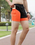 NEW Sport Shorts Men Sportswear 2 In 1 Short Pants Double-deck Beach Bottoms Summer Gym Fitness Training Jogging Running Shorts
