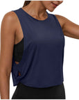 Ladies' Fashion Round Neck Yoga Wear Sleeveless Athletic Vest Casual Top Pure Color Loose Comfy Lightweight Short Top