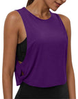 Ladies' Fashion Round Neck Yoga Wear Sleeveless Athletic Vest Casual Top Pure Color Loose Comfy Lightweight Short Top