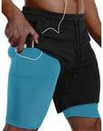 Men Sport Shorts Sportswear Double-deck Running Shorts 2 In 1 Beach Bottoms Summer Gym Fitness Training Jogging Short Pants Men