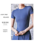 2024 Women's Sports Fitness Clothing Slim Running Sweat Absorbing Skinny Yoga Clothes Quick Drying Clothes Short Sleeved T-shirt