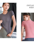 2024 Women's Sports Fitness Clothing Slim Running Sweat Absorbing Skinny Yoga Clothes Quick Drying Clothes Short Sleeved T-shirt