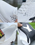 New Sports Shoes Men's Breathable Casual Mesh Shoes Comfort Increase Lace-up Non-slip Low-top Running Shoes