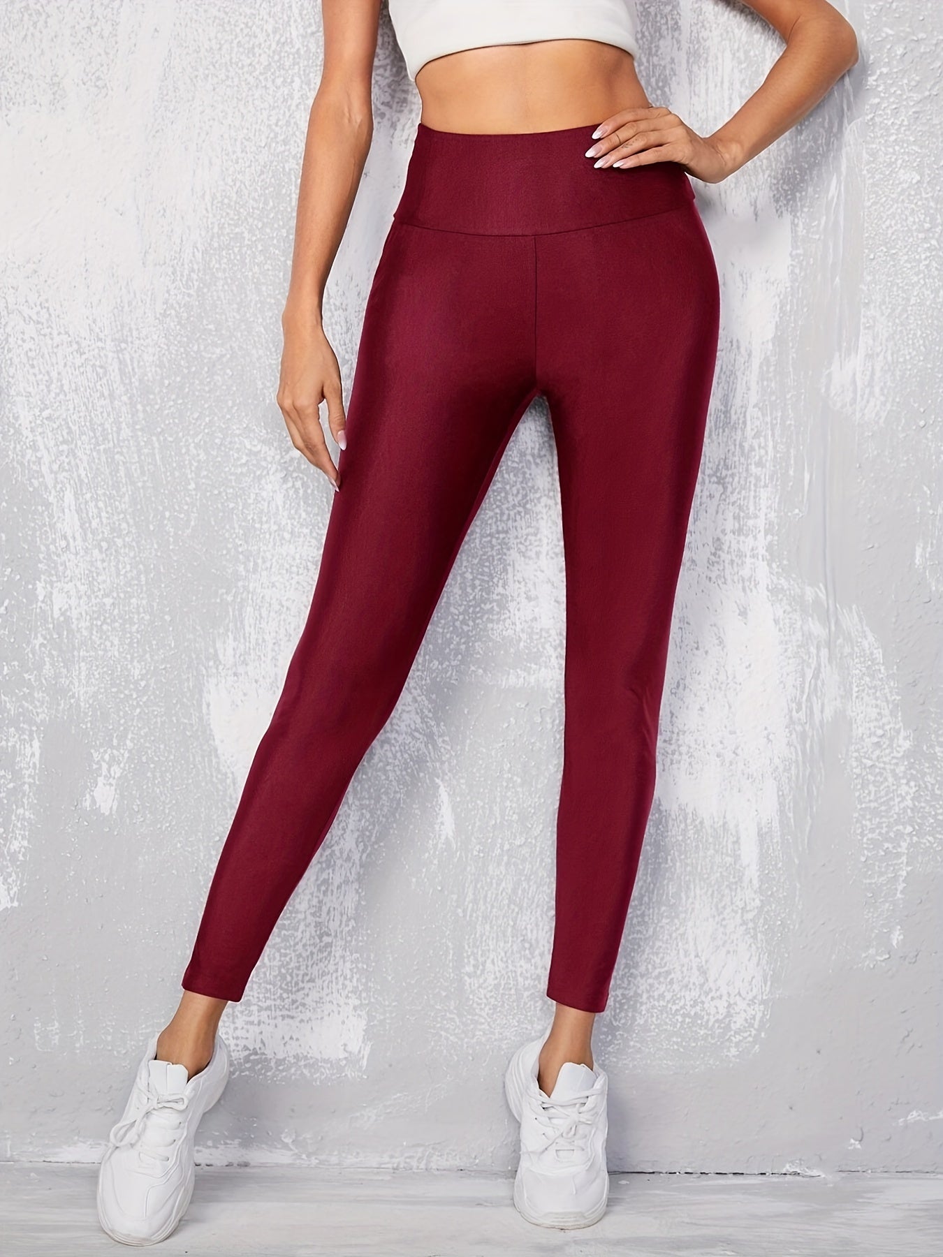New Black High-Waisted Stretchy Solid Color Slim-Fit Pants for Women, Tight Leggings.