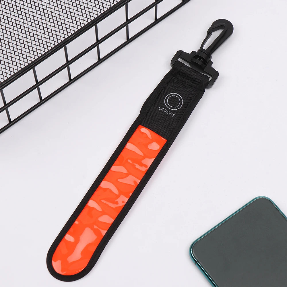 1Pc LED Glowing Luminous Reflective Safety Alert Hand Strap Wristband Bicycle Armband Light Backpack Hanging Light Night Running