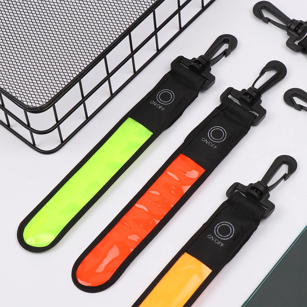 1Pc LED Glowing Luminous Reflective Safety Alert Hand Strap Wristband Bicycle Armband Light Backpack Hanging Light Night Running