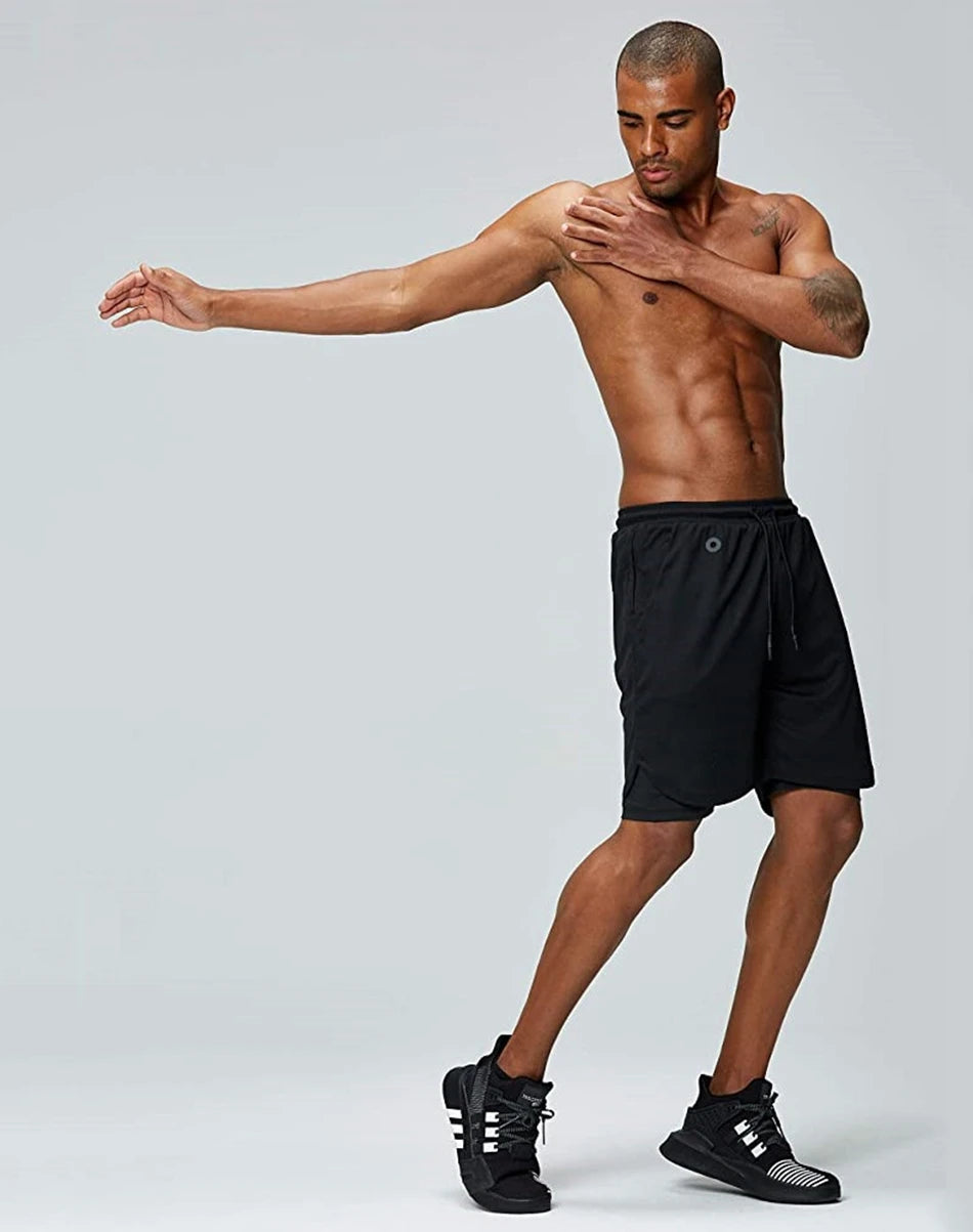 Running Shorts Men 2 In 1 Double-deck Sport Gym Shorts Quick Dry Fitness Jogging Short Pants Training Workout Summer Men Shorts