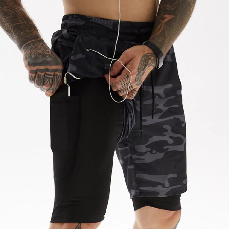 Running Shorts Men 2 In 1 Double-deck Sport Gym Shorts Quick Dry Fitness Jogging Short Pants Training Workout Summer Men Shorts