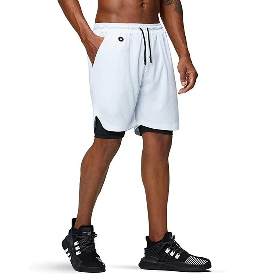 Running Shorts Men 2 In 1 Double-deck Sport Gym Shorts Quick Dry Fitness Jogging Short Pants Training Workout Summer Men Shorts