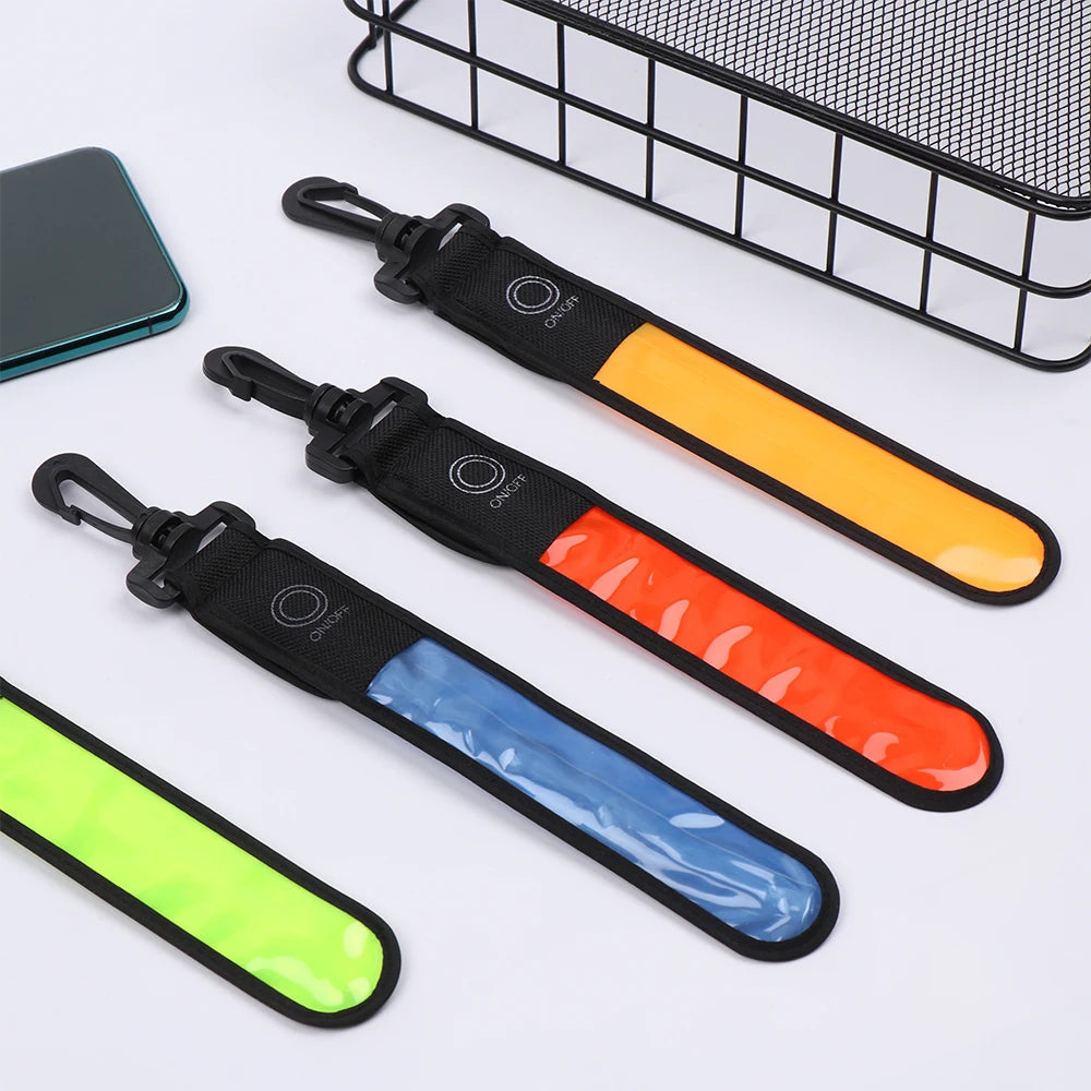 1Pc LED Glowing Luminous Reflective Safety Alert Hand Strap Wristband Bicycle Armband Light Backpack Hanging Light Night Running