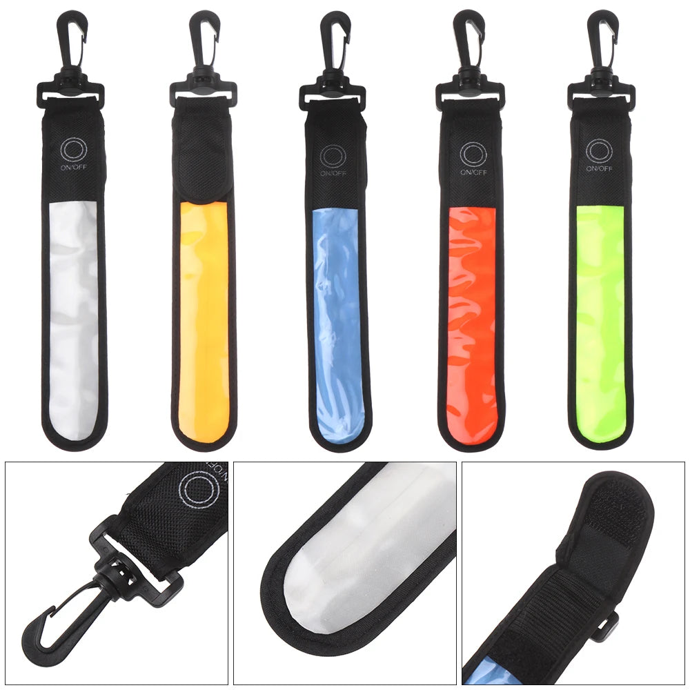 1Pc LED Glowing Luminous Reflective Safety Alert Hand Strap Wristband Bicycle Armband Light Backpack Hanging Light Night Running