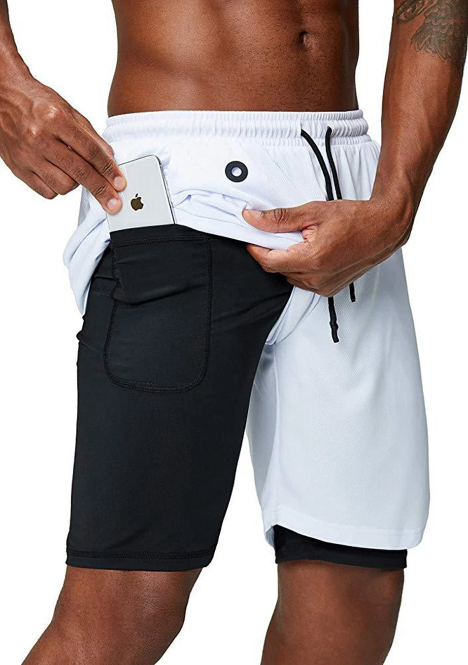 Running Shorts Men 2 In 1 Double-deck Sport Gym Shorts Quick Dry Fitness Jogging Short Pants Training Workout Summer Men Shorts