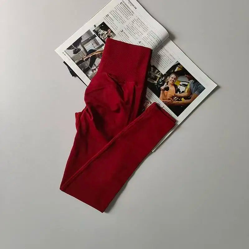 Seamless Sport Yoga High Waist Pants Leggings Sport See Through Yoga Gym Running Quick Dry Pants Scrunch Butt Pants