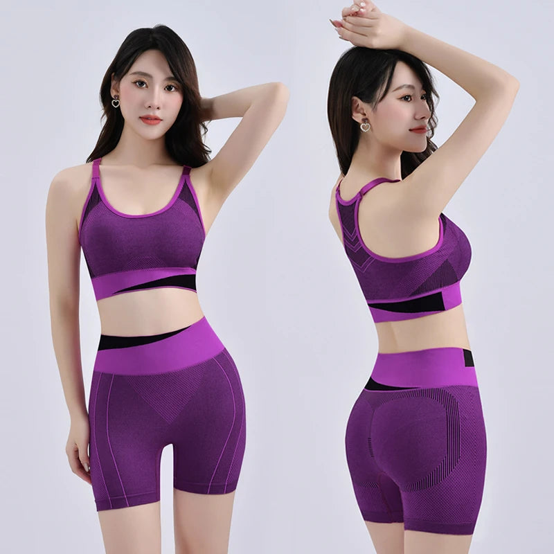 Women Breathable Sports Bra Absorb Sweat Shockproof Padded Gym Running Fitness Double Layer Seamless Yoga Sports Bra Underwear