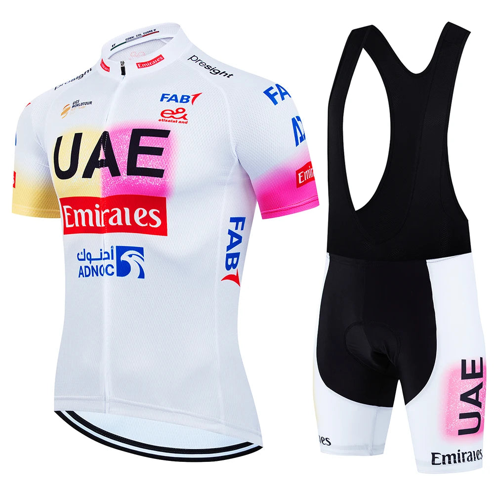 2025 UAE Cycling Jersey Set MTB Uniform Bike Clothing Summer Breathable Bicycle Shirt Ropa Ciclismo Bib Pants Maillot Ciclismo