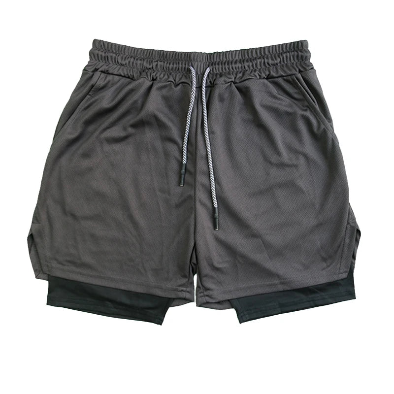 2023 Men Sport Shorts Sportswear Double-deck Running Shorts 2 In 1 Beach Bottoms Summer Gym Fitness Training Jogging Short Pants