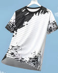 Men's T-shirt Fashion Color Block 3D Print Tee Outdoor Run Fitness Sports Short Sleeve Summer Casual O-neck Loose Breathable Top