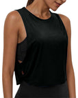 Ladies' Fashion Round Neck Yoga Wear Sleeveless Athletic Vest Casual Top Pure Color Loose Comfy Lightweight Short Top