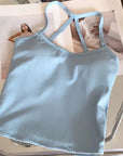 Women's Yoga Sports Fitness Vest, Pilates Running Bra, Thin Belt, Professional Training Underwear, Chest Mat, Fitness Gear