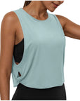 Ladies' Fashion Round Neck Yoga Wear Sleeveless Athletic Vest Casual Top Pure Color Loose Comfy Lightweight Short Top