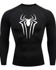 Spider Print Long Sleeve Compression Shirts for Men Gym Workout Rash Guard Undershirts Baselayers Athletic Quick Dry Tees Tops