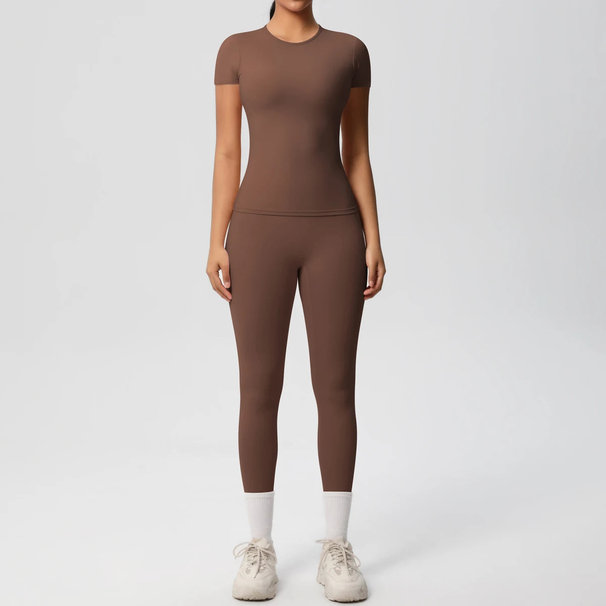 Women 2pcs Patchwork Sport Yoga Suit Gym Sports Crop Tops Sexy Bodycon Crop Tube Top Workout Leggins Booty Bum Leggins