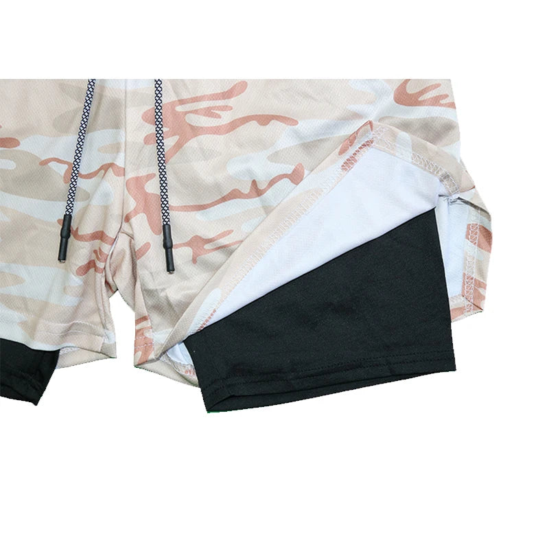 2023 Men Sport Shorts Sportswear Double-deck Running Shorts 2 In 1 Beach Bottoms Summer Gym Fitness Training Jogging Short Pants