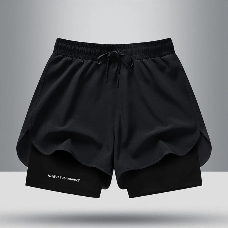 Summer New High Quality Ice Silk Shorts For Sports Quick Drying Fitness Men's Three Piece Running Basketball Shorts