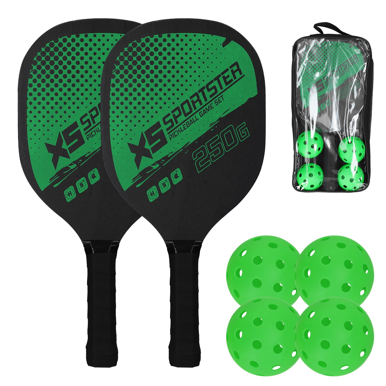 Pickleball Rackets Set Pickleball Paddle Set of 2 Rackets &amp; 4 Pickleballs Balls Pickle-Ball Racquet with Balls Sports Accessory