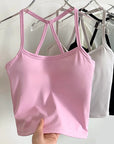 Women's Yoga Sports Fitness Vest, Pilates Running Bra, Thin Belt, Professional Training Underwear, Chest Mat, Fitness Gear
