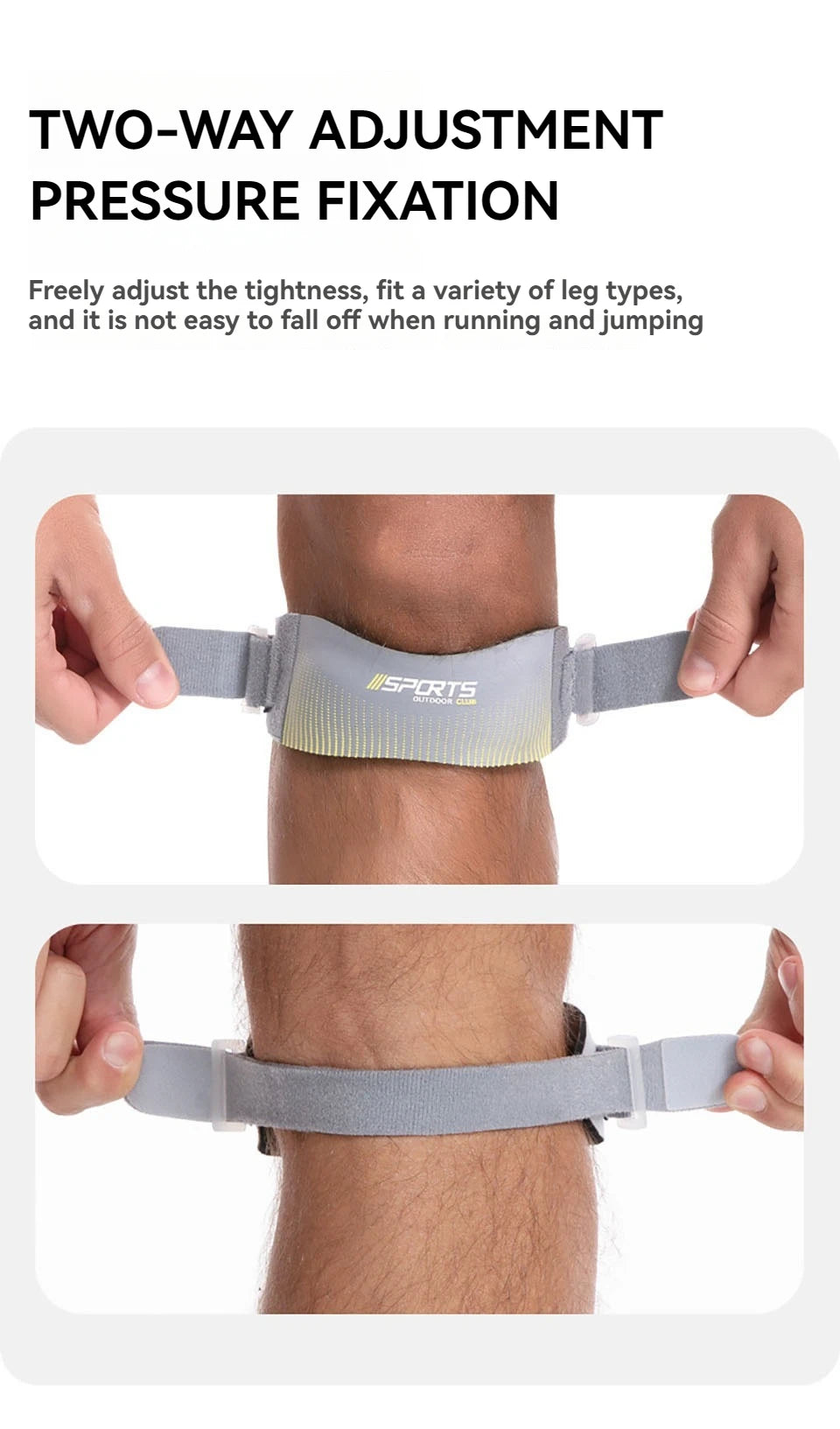 GOBYGO 1Pcs Sports Patella Strap Compression Knee Pads Adjustable Knee Sleeve  Outdoor Running Shock Absorption Jump Rope Unisex