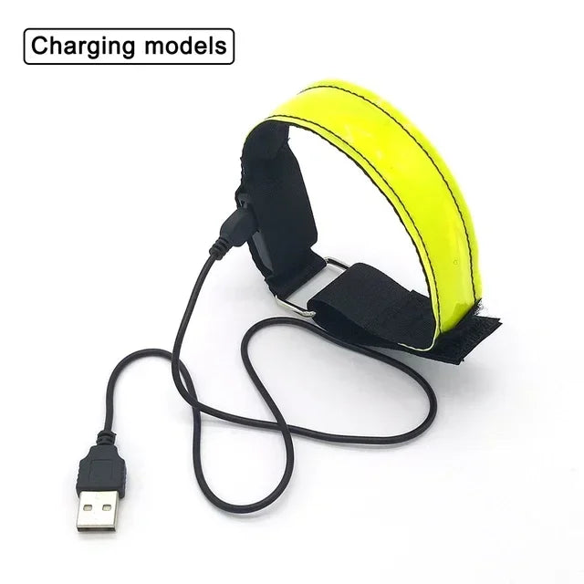 Outdoor Sports Night Running Armband LED Lamp USB Rechargeable Safety Belt Arm Leg Warning Wristband Cycling Bike Bicycle Light