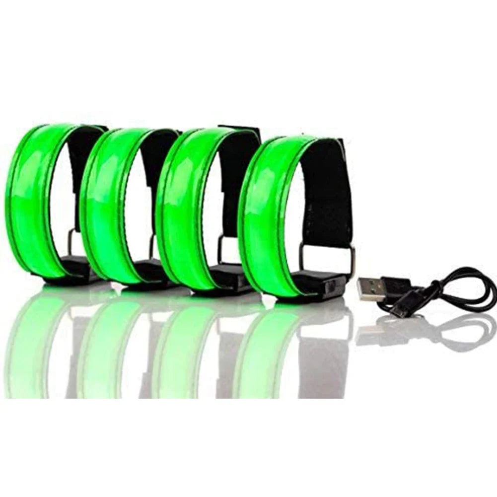 Outdoor Sports Night Running Armband LED Lamp USB Rechargeable Safety Belt Arm Leg Warning Wristband Cycling Bike Bicycle Light