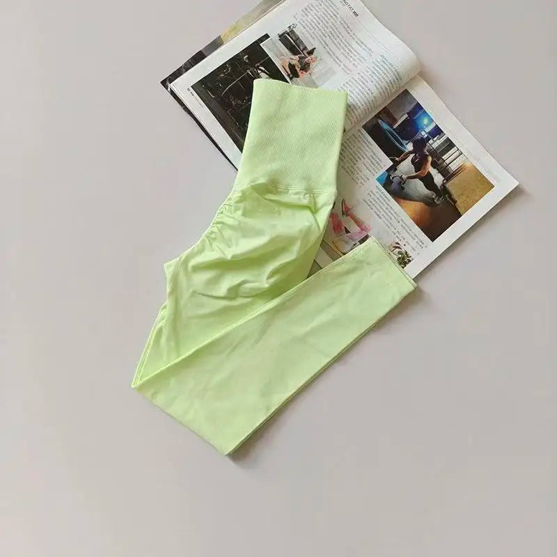 Seamless Sport Yoga High Waist Pants Leggings Sport See Through Yoga Gym Running Quick Dry Pants Scrunch Butt Pants