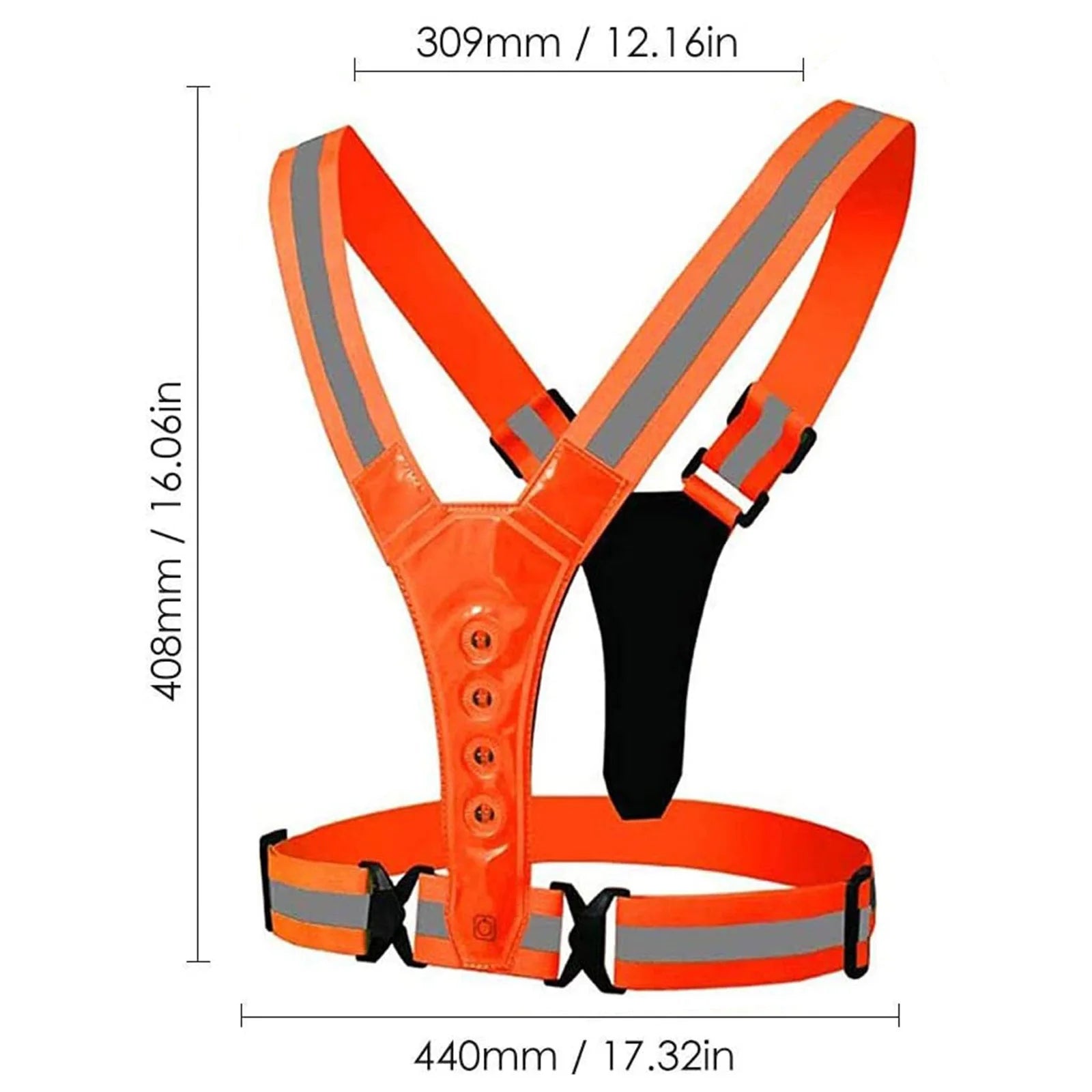 LED Reflective Vest Light Up Running Vest Adjustable Straps Cycling Safety Vest USB Rechargeable 3 Light Modes for Night Running